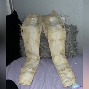 Khaki cargo pants, cream and white, size 1/2 woman, great condition, V.I.P